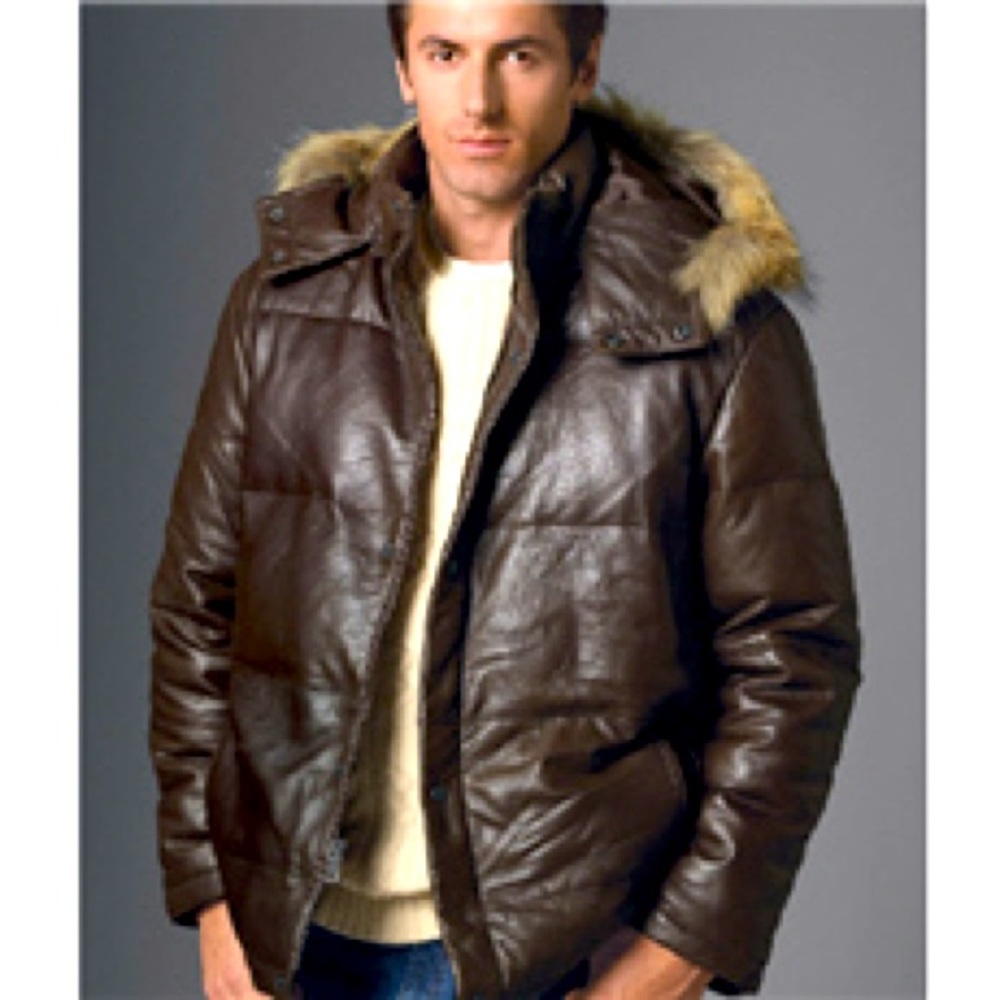 Johnston & Murphy Leather Down Jacket